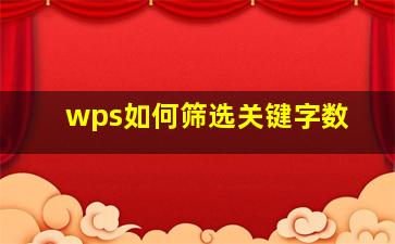 wps如何筛选关键字数