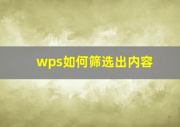 wps如何筛选出内容