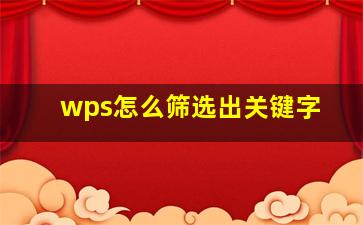 wps怎么筛选出关键字