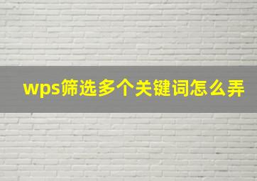 wps筛选多个关键词怎么弄