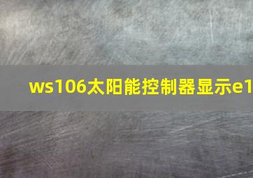 ws106太阳能控制器显示e1