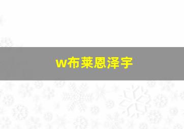 w布莱恩泽宇