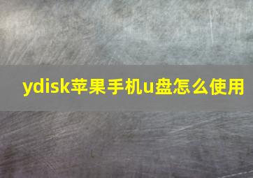 ydisk苹果手机u盘怎么使用