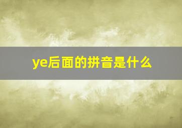 ye后面的拼音是什么