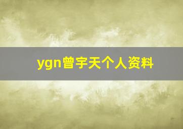 ygn曾宇天个人资料