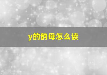 y的韵母怎么读