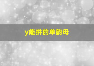 y能拼的单韵母