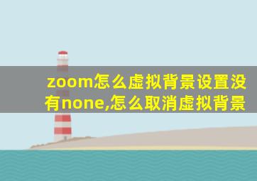 zoom怎么虚拟背景设置没有none,怎么取消虚拟背景