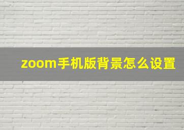 zoom手机版背景怎么设置