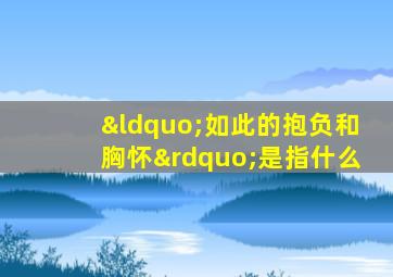 “如此的抱负和胸怀”是指什么