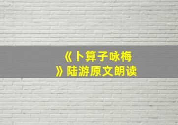 《卜算子咏梅》陆游原文朗读