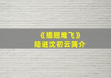 《插翅难飞》陆进沈初云简介