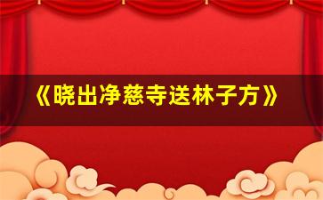 《晓出净慈寺送林子方》