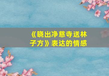 《晓出净慈寺送林子方》表达的情感