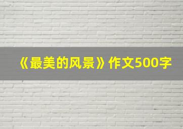 《最美的风景》作文500字