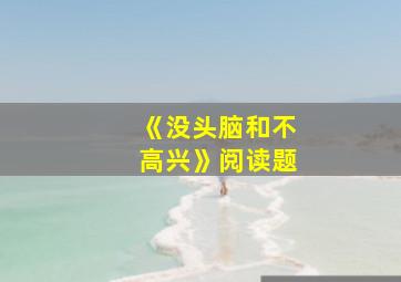 《没头脑和不高兴》阅读题