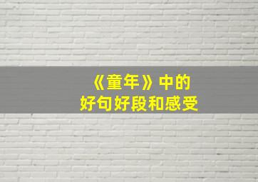 《童年》中的好句好段和感受