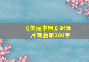 《美丽中国》纪录片观后感200字