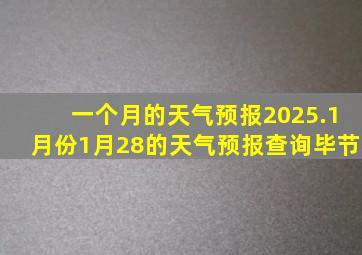 一个月的天气预报2025.1月份1月28的天气预报查询毕节