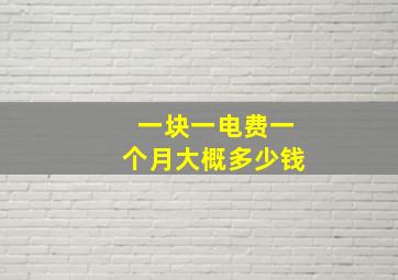 一块一电费一个月大概多少钱