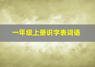 一年级上册识字表词语