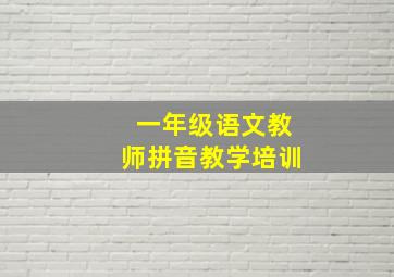 一年级语文教师拼音教学培训