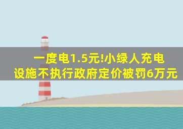 一度电1.5元!小绿人充电设施不执行政府定价被罚6万元