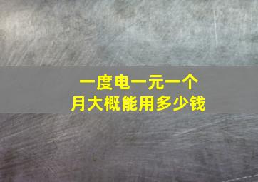 一度电一元一个月大概能用多少钱