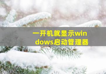 一开机就显示windows启动管理器