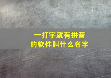 一打字就有拼音的软件叫什么名字