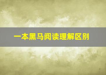 一本黑马阅读理解区别