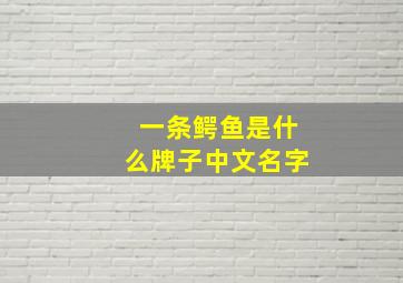 一条鳄鱼是什么牌子中文名字