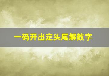 一码开出定头尾解数字