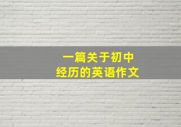 一篇关于初中经历的英语作文