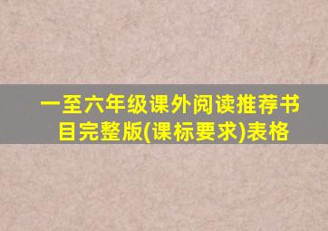 一至六年级课外阅读推荐书目完整版(课标要求)表格