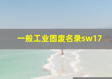 一般工业固废名录sw17