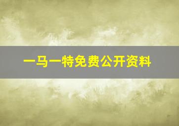 一马一特免费公开资料