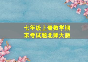 七年级上册数学期末考试题北师大版