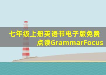 七年级上册英语书电子版免费点读GrammarFocus