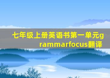 七年级上册英语书第一单元grammarfocus翻译