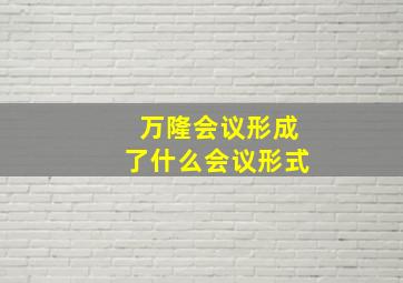 万隆会议形成了什么会议形式