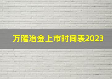 万隆冶金上市时间表2023