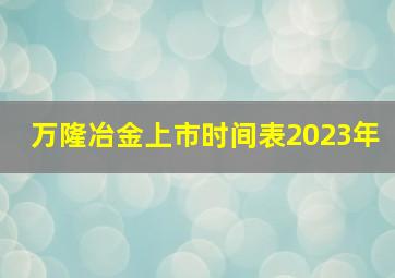 万隆冶金上市时间表2023年