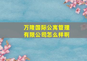 万隆国际公寓管理有限公司怎么样啊