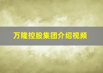 万隆控股集团介绍视频