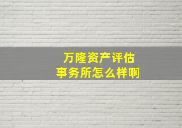 万隆资产评估事务所怎么样啊