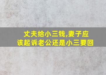 丈夫给小三钱,妻子应该起诉老公还是小三要回