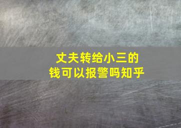 丈夫转给小三的钱可以报警吗知乎