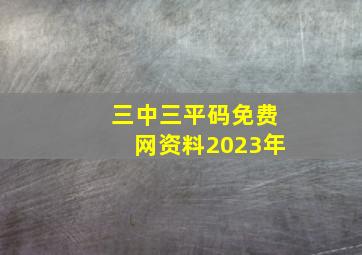 三中三平码免费网资料2023年