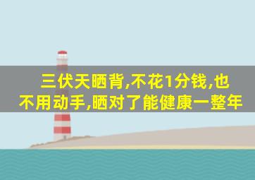 三伏天晒背,不花1分钱,也不用动手,晒对了能健康一整年